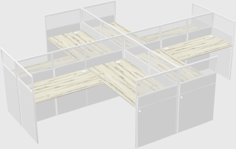 Shared l-shaped cubicles