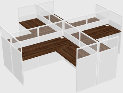 Shared l-shaped cubicles