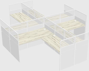 Shared l-shaped cubicles