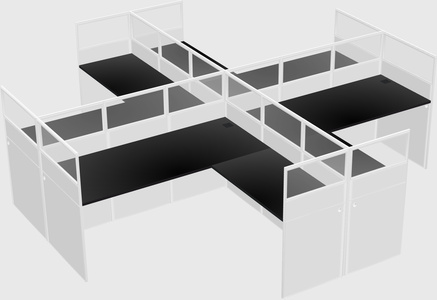 Shared l-shaped cubicles