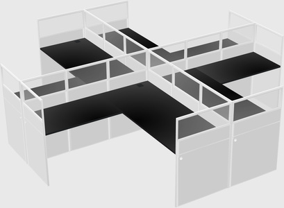 Shared l-shaped cubicles