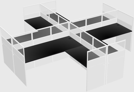 Shared l-shaped cubicles