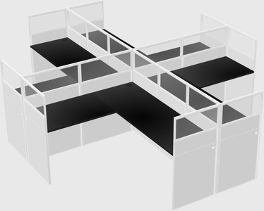 Shared l-shaped cubicles