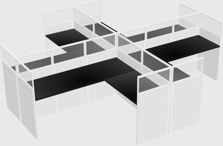 Shared l-shaped cubicles