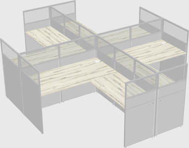 Shared l-shaped cubicles