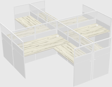 Shared l-shaped cubicles