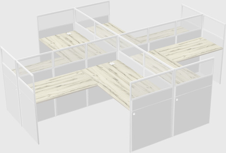 Shared l-shaped cubicles