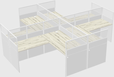 Shared l-shaped cubicles