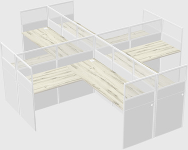 Shared l-shaped cubicles