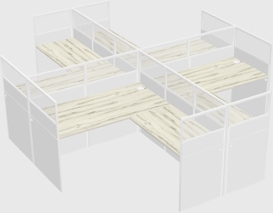 Shared l-shaped cubicles