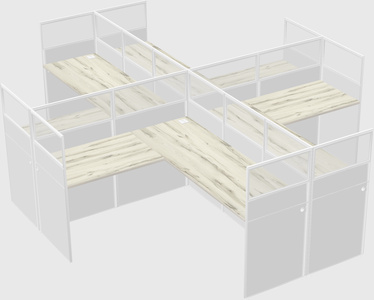 Shared l-shaped cubicles