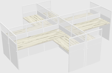 Shared l-shaped cubicles