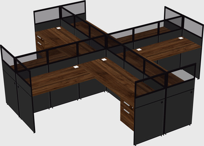 Shared l-shaped cubicles