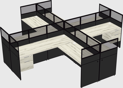Shared l-shaped cubicles