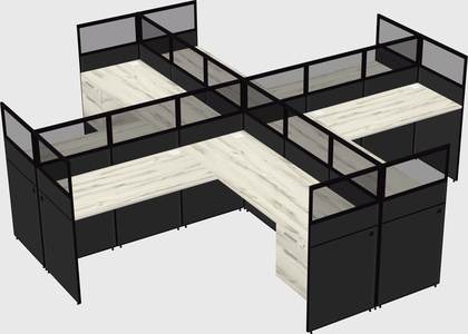 Shared l-shaped cubicles