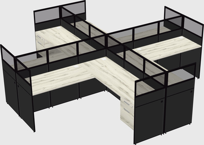 Shared l-shaped cubicles