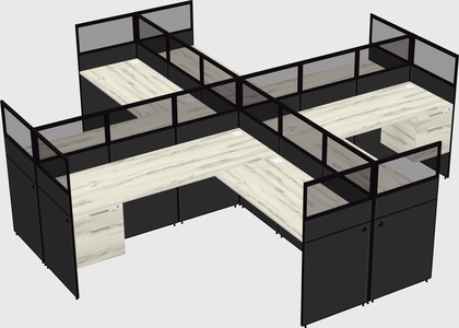 Shared l-shaped cubicles