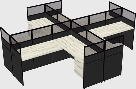 Shared l-shaped cubicles