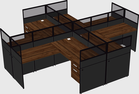 Shared l-shaped cubicles