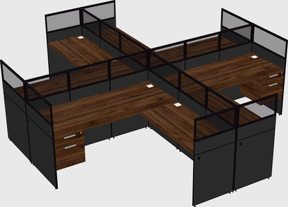 Shared l-shaped cubicles