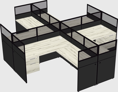 Shared l-shaped cubicles