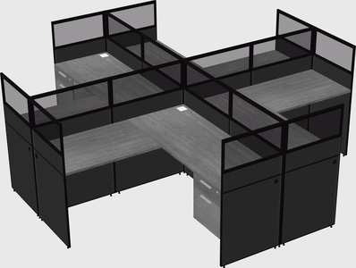 Shared l-shaped cubicles