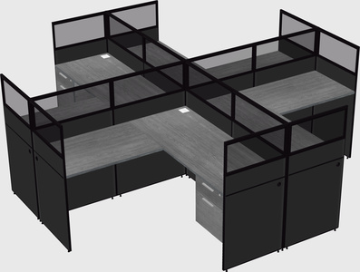 Shared l-shaped cubicles