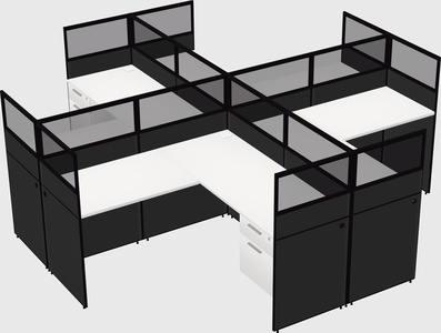 Shared l-shaped cubicles