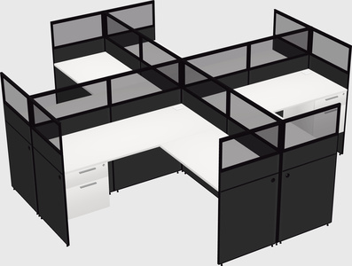 Shared l-shaped cubicles