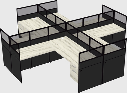 Shared l-shaped cubicles
