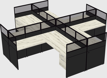 Shared l-shaped cubicles