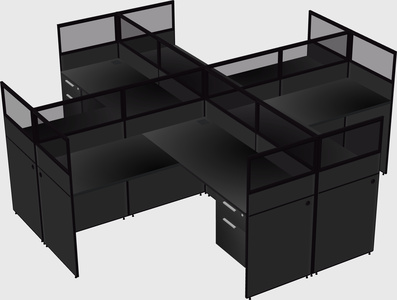 Shared l-shaped cubicles