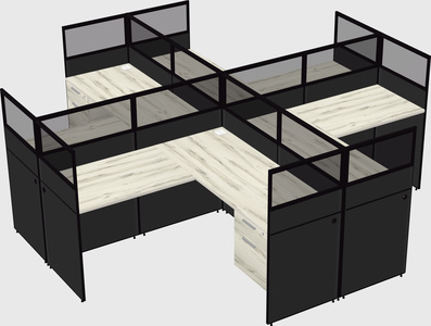 Shared l-shaped cubicles