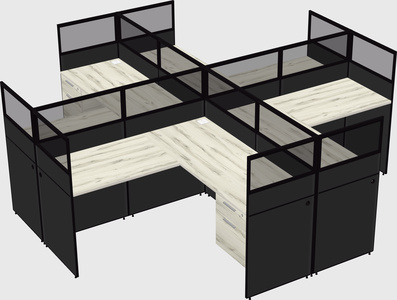 Shared l-shaped cubicles
