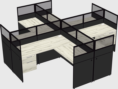 Shared l-shaped cubicles