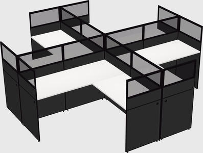 Shared l-shaped cubicles