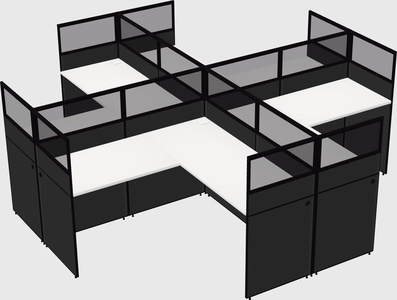 Shared l-shaped cubicles