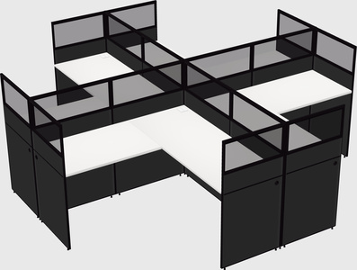 Shared l-shaped cubicles