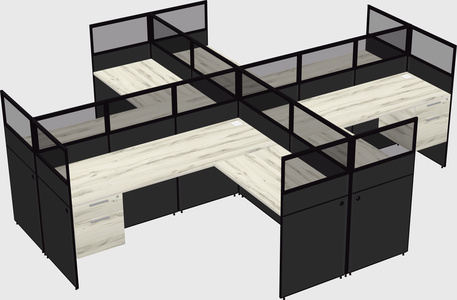 Shared l-shaped cubicles
