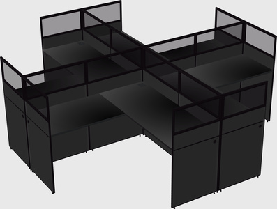 Shared l-shaped cubicles