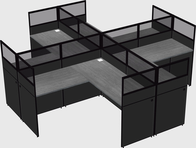 Shared l-shaped cubicles