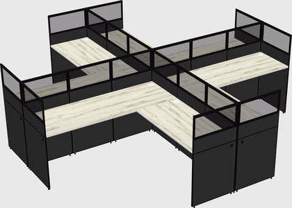 Shared l-shaped cubicles