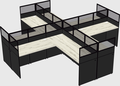 Shared l-shaped cubicles