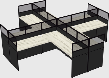 Shared l-shaped cubicles