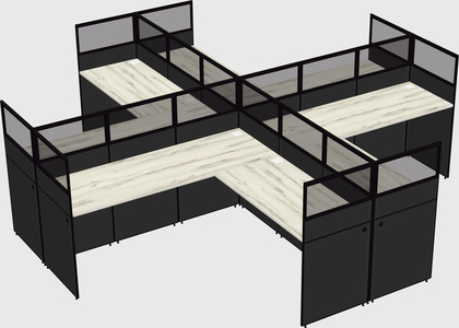 Shared l-shaped cubicles
