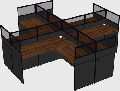 Shared l-shaped cubicles