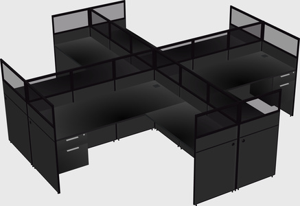 Shared l-shaped cubicles