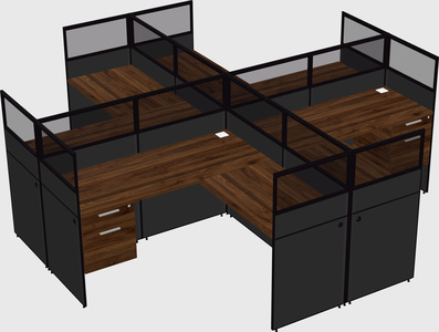 Shared l-shaped cubicles