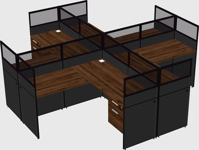 Shared l-shaped cubicles