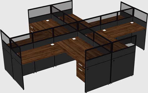 Shared l-shaped cubicles